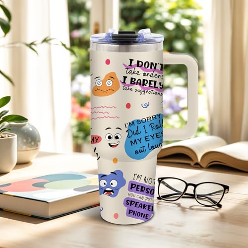 DUUV Colorful Dots Tumbler 40oz, Insulated Sarcastic Gifts for Friend - color: Express Emotions
