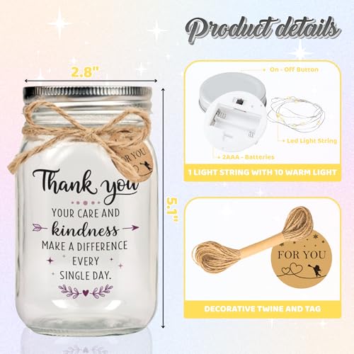 Solmay Retirement Gifts for Women, Mason Jar Night Light - color: Thank You
