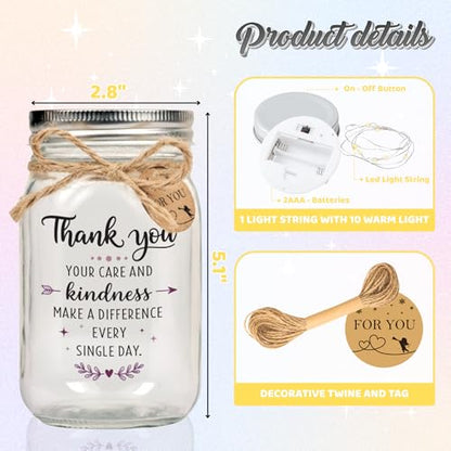 Solmay Retirement Gifts for Women, Mason Jar Night Light - color: Thank You