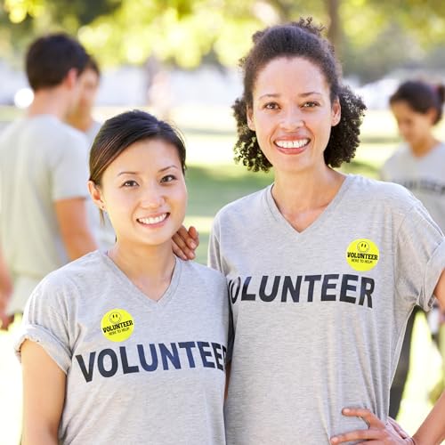 Ask Me Anything Buttons, Volunteer, Teacher, and Customer Service Employee Pins, 3 Inches, Pack of 3 (Volunteer Yellow 3 Pk)