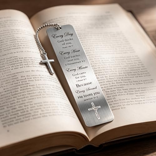 Christian Metal Bible Bookmark, Bible Verse Book Mark for Men Women - style: Christian, Every Day