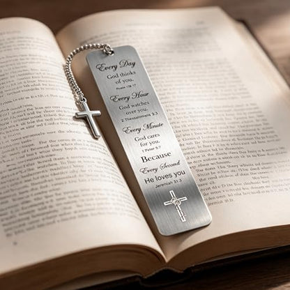 Christian Metal Bible Bookmark, Bible Verse Book Mark for Men Women - style: Christian, Every Day