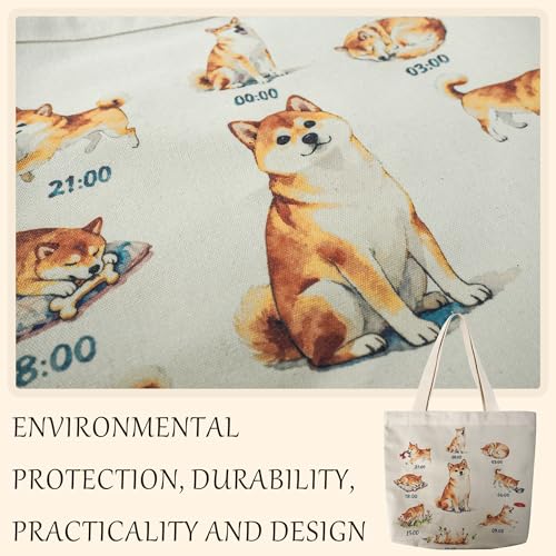 Large Tote Shopping Bag Cotton Canvas-Reusable grocery Bag with Zipper Aesthetic Reusable Shoulder Bag - style: Style-i