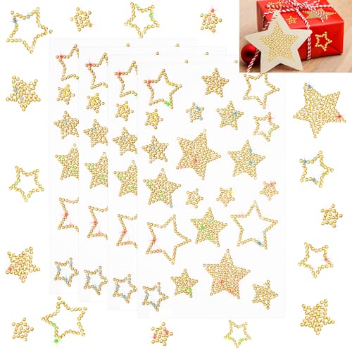 Epakh 84 Pcs Gold Star Stickers Glitter Bling Rhinestone Sticker - color: Gold, size: Star