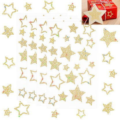 Epakh 84 Pcs Gold Star Stickers Glitter Bling Rhinestone Sticker - color: Gold, size: Star
