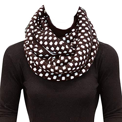 Wrapables Thick Knitted Winter Warm Infinity Scarf - color: Brown/White