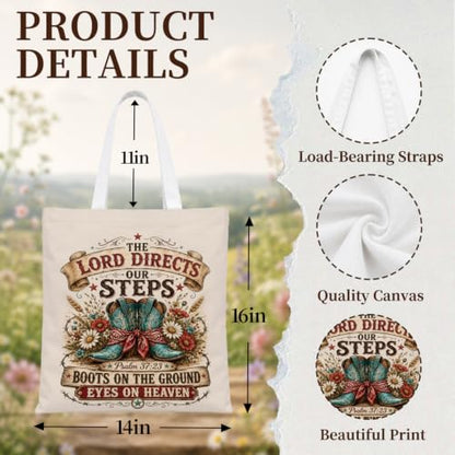 Western Cowgirl Canvas Tote Bag Cowgirl Gifts - color: Western Cowboy Theme 4