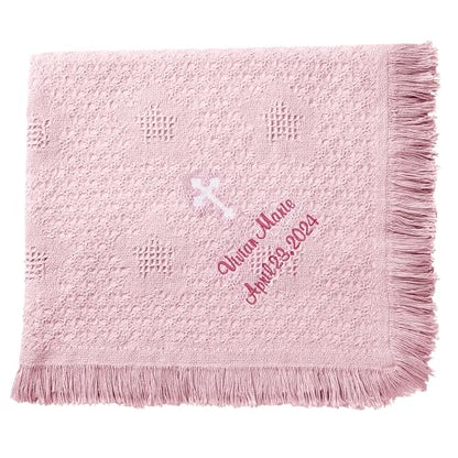 Let's Make Memories Personalized God Bless Honeycomb Baby Blanket - Pink - New Baby - Christening- 36x50 - color: Pink - God Bless