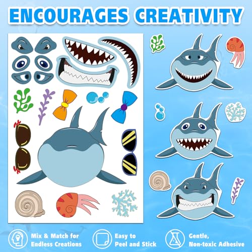 42 Ocean Animal Make-a-Face Sticker Sheets for Kids - style: Ocean Animals