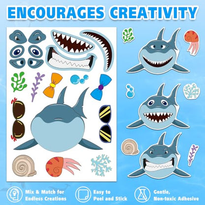 42 Ocean Animal Make-a-Face Sticker Sheets for Kids - style: Ocean Animals