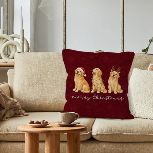 Christmas Golden Retriever Throw Pillow Covers 18x18 Home Decor - color: Golden Retriever