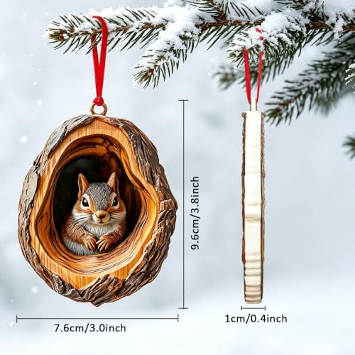 Squirrel Ornament, 3D Animal Ornaments for Christmas Tree, Squirrel Gifts - color: Squirrel