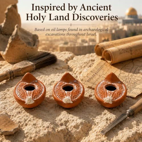 Herodian Clay Oil Lamps, 3 Pack, Judaica Replica