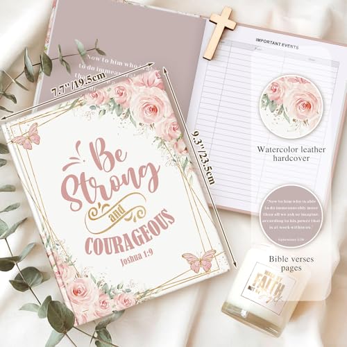 Lanpn Bible Prayer Journal for Woman, 68 Weeks Bible Study Journal Christian Prayer Planner Notebook with Scripture Verse, Christian Religious Faith Gifts, Daily Devotional Stuff, Leather Hardcover - color: Bible-1:9
