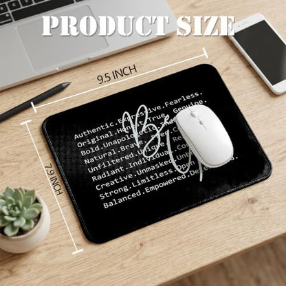 Be You Positive Quote Mouse Pad Black Minimalist Desk Pad 9.5x7.9 in - color: Black Minimalist