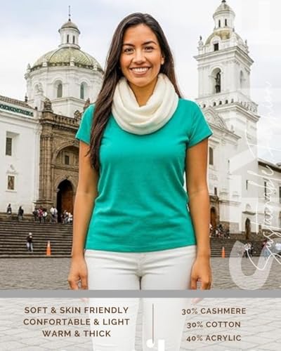 Handmade Winter Infinity Scarf – Soft Cashmere Wool Blend – Cozy & Warm Scarf for Cold Weather - color: Beige
