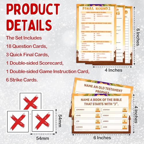 Bible Friendly Feud Game, Fun Christian Game Card for Adults, Religious Friendly Feud Quiz for Church Group, Feud Trivia Games Bible Favor Supplies, 05