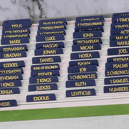 Laminated Bible Tabs, Reposition Large Print Stickers, Easy to Read and Apply Bible Tabs for Women and Man (Blue Gold Foil) - color: Blue Gold Foil