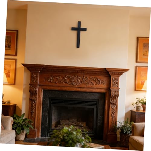 Ipetboom Wooden Cross for Wall - 11in Black Hanging Large Cross Rustic Christian & Catholic Wall Mounted Decor - Religious Wood for Home Bedroom Prayer Room Party Decor