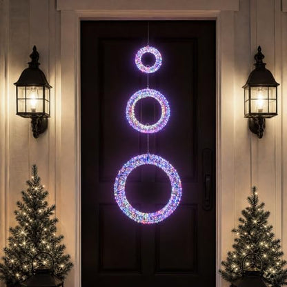 Yescom Pre-Lit Christmas Wreath Set 3pc 1700 LED Lighted Holiday Halo Decor - size: 24"+20"+16" Wreath ONLY(3Pack-in-1)