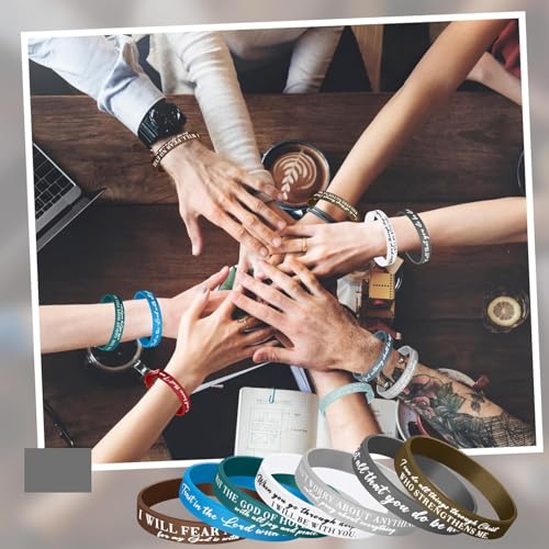 Ecation 72 Pcs Bible Verse Christian Bracelets Silicone,Classic Color - color: Classic Color