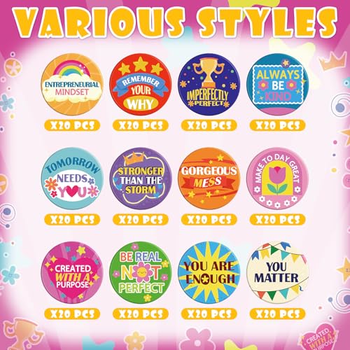 Yinkin 240 Pcs Button Pins, Classroom Rewards - style: Various Styles