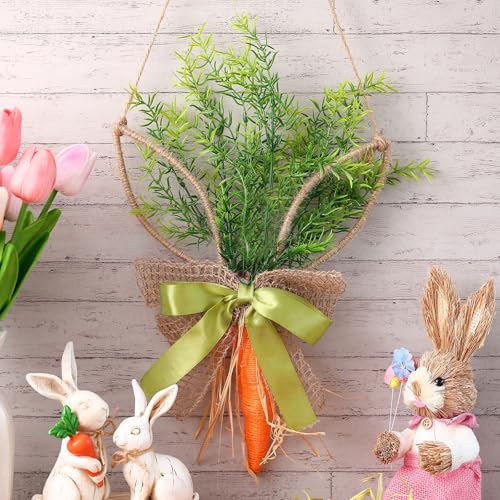 Cinnvoice Easter Carrot Wreath Artificial Front Door Wreath - style: Easter Carrot