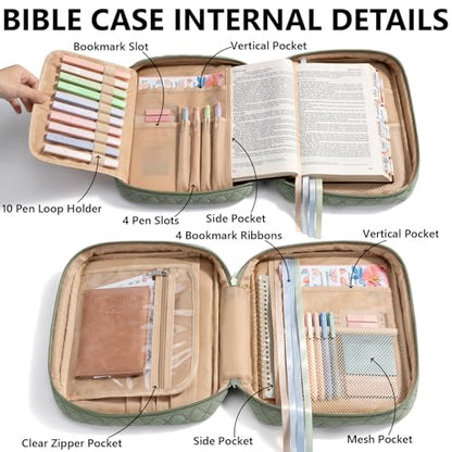 Bible Cover Case for Women Puffer Bible Bag w/Study Supplies Journaling Kit