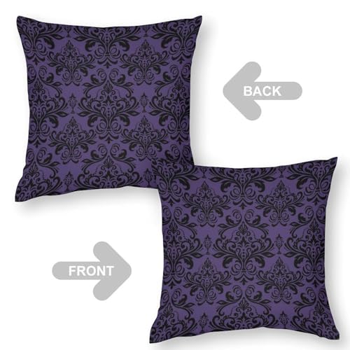 Vintage Damask Floral Throw Pillow Cover Oriental Antique Couch Sofa Pillowcases Luxury Gothic Bohemia Flowers Victorian Baroque Pillows Cushion Case for Farmhouse Bed Chair 18x18inch - color: Damaskblack-11