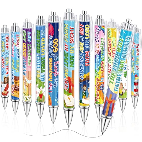 Dispowreath 48 Pcs Bible Verse Ballpoint Pens Christian Pens Bulk Inspirational Quotes Pens Retractable 1.0 mm Black Religious Ink Pens Smooth Writing Pen for Church Sunday School Office Supplies Gift - style: Bible