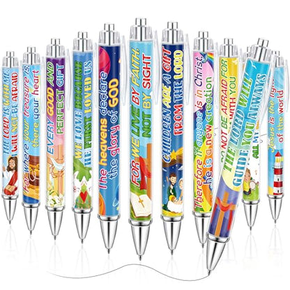 Dispowreath 48 Pcs Bible Verse Ballpoint Pens Christian Pens Bulk Inspirational Quotes Pens Retractable 1.0 mm Black Religious Ink Pens Smooth Writing Pen for Church Sunday School Office Supplies Gift - style: Bible