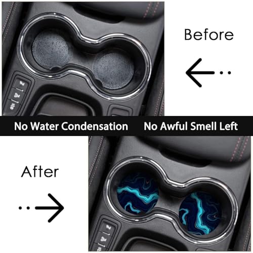 Britimes Car Coasters for Drinks, 2 Pack Ceramic Stone 2.56" Blue Black - color: Navy Blue 1