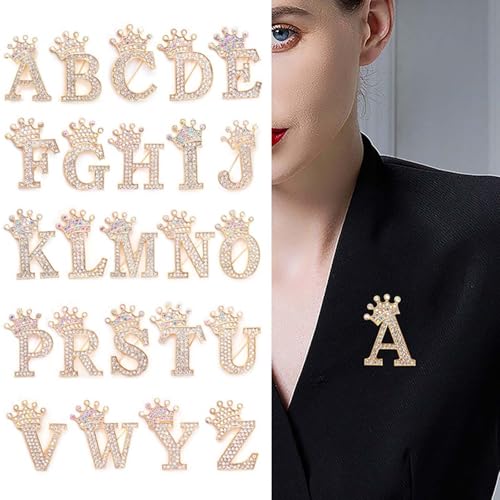 Brooches and Pins for Women A-Z Letter Rhinestone Brooch Pin Jewelry Gifts - color: A4