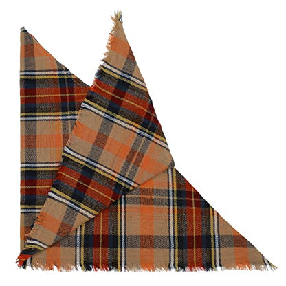 American Trends Scarfs for Women Winter Triangle Scarf Classic Plaid Warm Scarf Soft Scarves Knitted Wrap Shawl - color: Triangle Orange & Black