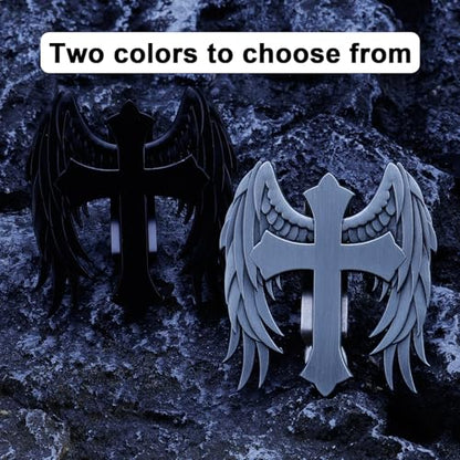 Guardian Angel Visor Clip - Guardian Angel Visor Clips for Cars,Stainless Steel Wings Cross Sunshade Clip Driver Gift - style: Cross Wings - Black