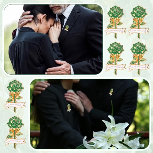 Misdary Funeral Favors Guest Memorial Rose Pin - color: Green