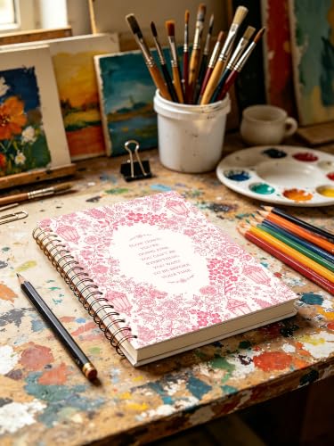 Coquette Pink Flower Lantern Notebook Gift for School Study 5.5x8.3 - color: Pink Flower Lantern