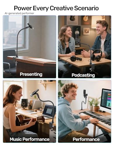19" Gooseneck Microphone Stand for Desk, Clamp-On Arm with Heavy-Duty Clamp - size: Heavy-Duty Clamp