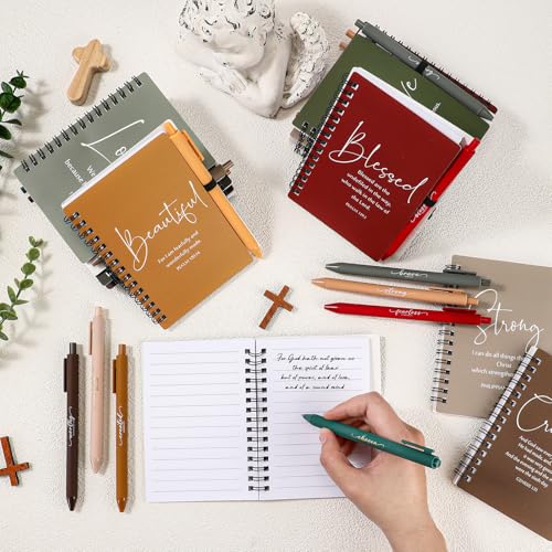 Kosiz 12 Sets Christian Gifts Bulk Prayer Journals Pens, Retro Color - color: Retro Color