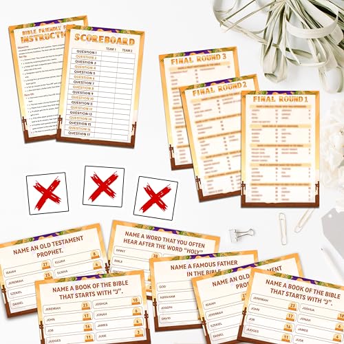 Bible Friendly Feud Game, Fun Christian Game Card for Adults, Religious Friendly Feud Quiz for Church Group, Feud Trivia Games Bible Favor Supplies, 05