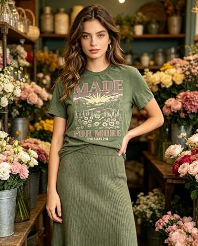 Christian Graphic T Shirt for Women Bible Verse Saying Faith Shirts Jesus Religious Tshirts Inspirational Tees Tops - color: Green1, size: X-Large