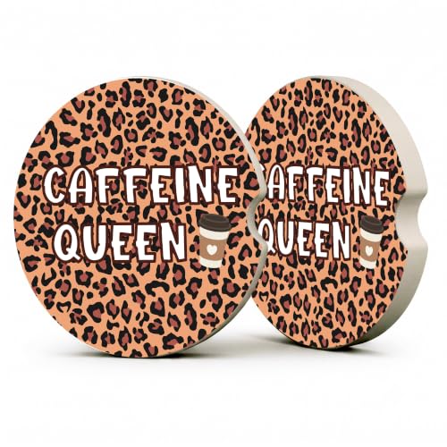 Leopard Print Coffee Car Coasters, Caffeine Queen Coquette Cup Holders, 11 - color: Leopard Print Coffee