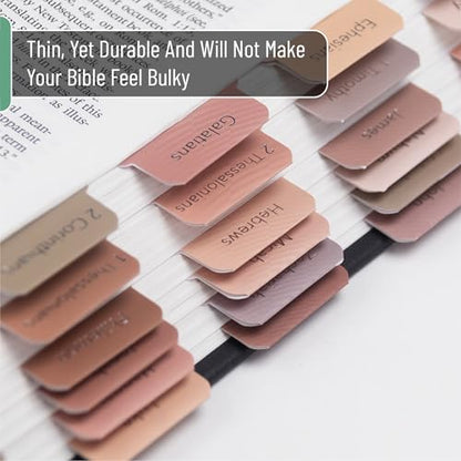 Mr. Pen- Bible Tabs, 75 pcs, Earthy Brown, Gold Foil Lettering - color: Earthy Brown