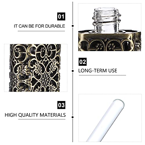 Beavorty 3Ml Hollow Engraved Metal Perfume Oil Bottle Refillable Atomizer Spray Bottle for Travel and Essential Oil Storage - color: Green