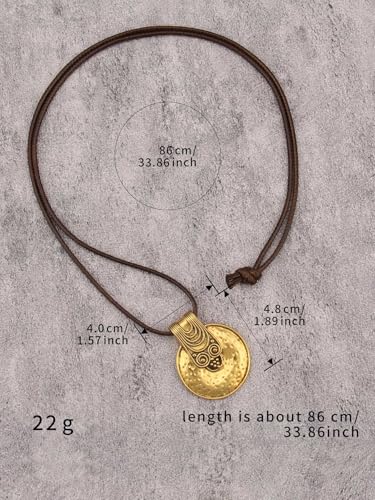Leather Necklace for Women Long Boho Pendant Hippie Choker Necklace Bohemian Layered Leather Rope Wooden Jewelry Gifts - style: Vintage Boho Necklace