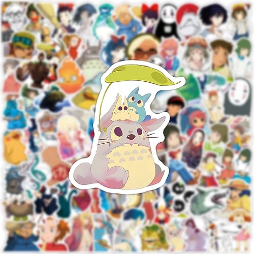 Anime Miyazaki Hayao Stickers Mixed Pack,100pcs Studio Ghibl Anime Vinyl Movie Stickers for Water Bottle, Phone,Hard Hat，Skateboard, Scrapbooking Party Favors & Gifts for Adults Teens - color: Anime