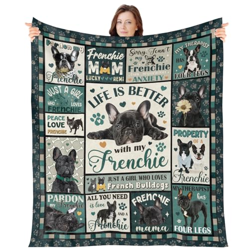 Wxiben French Bulldog Gifts for Women - French Bulldogs Blanket for Dog Lovers/Owners Frenchie Mom Gift Frenchie Birthday Throw Blanket for Home Sofa Couch Bed 60x50in - color: Frenchie