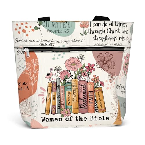 84hoods 15 inch Large Tote Bag for Work for Women. Christian Faith, Jesus God Religious Gift. Waterproof Shoulder Bag. - color: 01. Women of the Bible