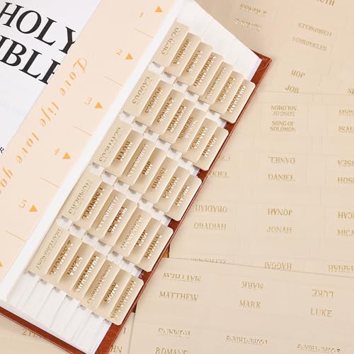 Leather Bible Tabs, Bible Tabs for Women and Men(Gold Foil Lettering) Large Print Stickers, Easy to Read and Apply, 66 Chapters & 14 Blank DIY Labels for Easy Navigation, Christian Accessories(Beige) - style: Leather Beige