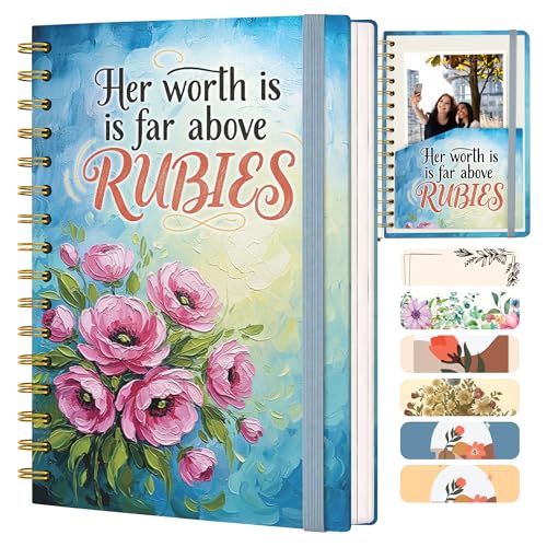 Hardcover Blank Spiral Christian Notebook – 140 Quality Pages - color: Rubies